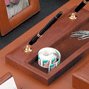 Leather Tan Double Pen Stand, Leather Stationary Set