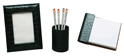Small Three-Piece Leather Desk Accessory Set